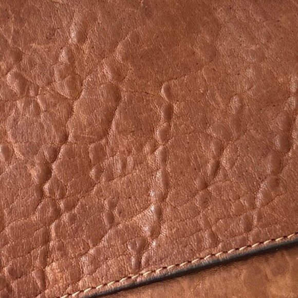 MAXON COLLECTION Brown Worn Textured Leather Crossbody Bag Chain Made in Italy - Picture 4 of 16